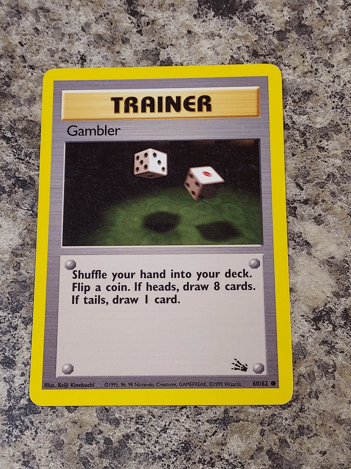 Gambler - 60/62 - Fossil Set Pokemon Card Nice!