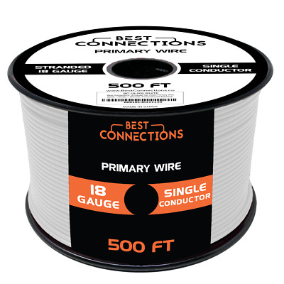 18 Gauge Car Audio Primary Wire (500ft White)  Remote, Power/Ground Electrical