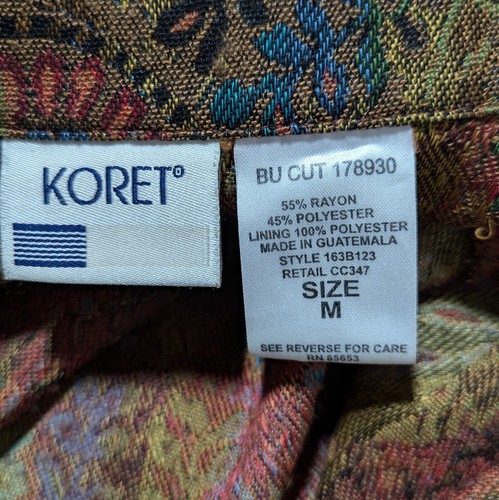 Vintage Koret Shirt Jacket Womens Medium Floral Shacket Colorful Artsy Pattern - Picture 9 of 10