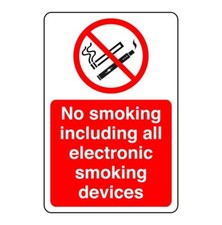 Insegna No Smoking Compresi Tutti I Dispositivi Elettronici Fumatori - PVC, Adesivo o Diabo