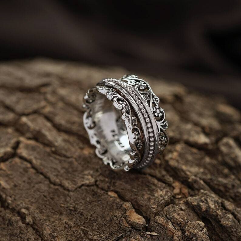 Dandelion Flower Spinner Ring, Beautiful Ring, Women Ring, All