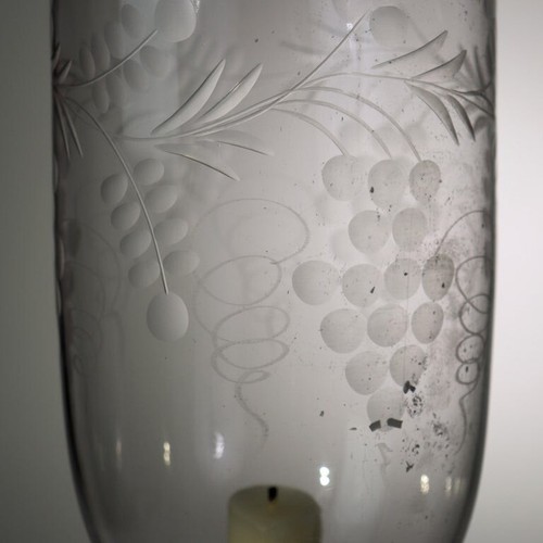 Antique Embossed Silver Plate Candlestick with Grape & Leaf Etched Shade C1890 - Picture 8 of 8