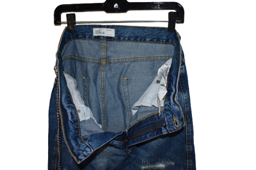 Jeansshorts Zara Man Denim Wear 3Q Distressed Blau Biker Schlüsselanhänger Größe 32 - Bild 5 von 10