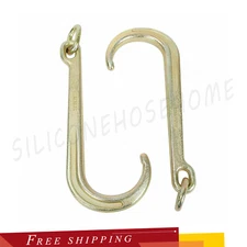 15" J Hook w/ Chain Link G70 Steel Tow Axle Strap Wrecker Roll Back Clevis 2PCS