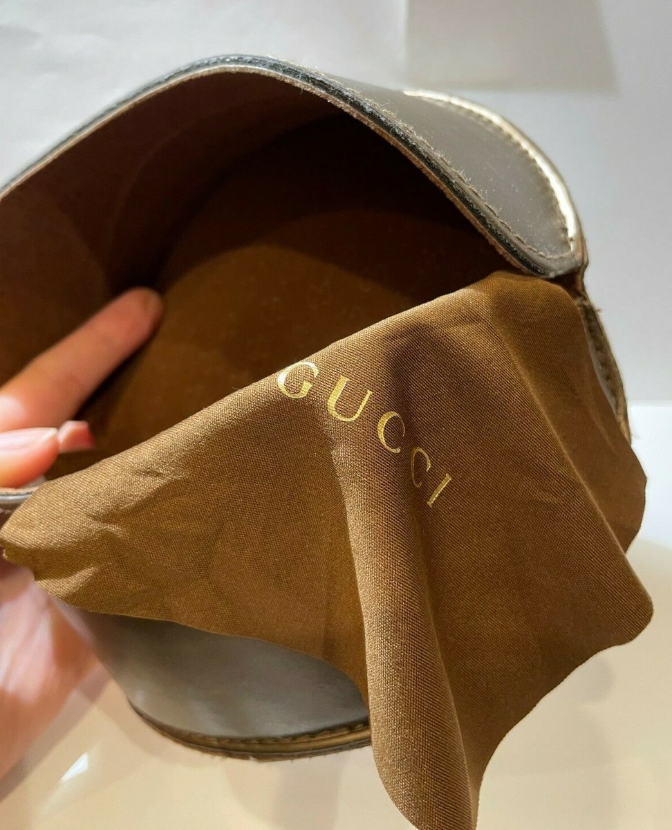Gucci Bronze Soft Leather Sunglasses Velvet Eyeglasses Case  display picture 2