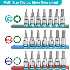 URATECH Allen Bit Socket Set 3/8'' Drive Torx Premium CR-V Socket & S2 Bits New