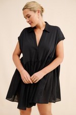 By Anthropologie The Beach Swing Tunic Dress Oversized Cotton Black S New 272984