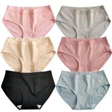 6PCS/Set Women Solid Color Cotton Panties Daily Soft Comfortable Underwear Brief