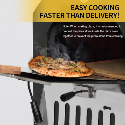 Pizza Oven Outdoor - Wood Fired Pizza Oven with Pizza Stone, Peel, Cover & Cooki - Picture 5 of 7