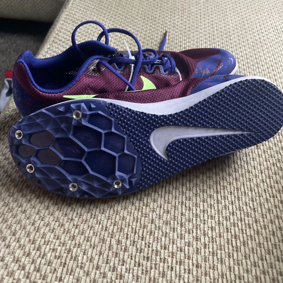 Nike Zoom Rival D Burdeos/Lime Blast 907566-600 Para hombres Talla 7 Sin Picos Foto 3 de 4