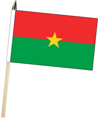 Burkina Faso Large Hand Flag With Wooden Pole (18'' x 12'')