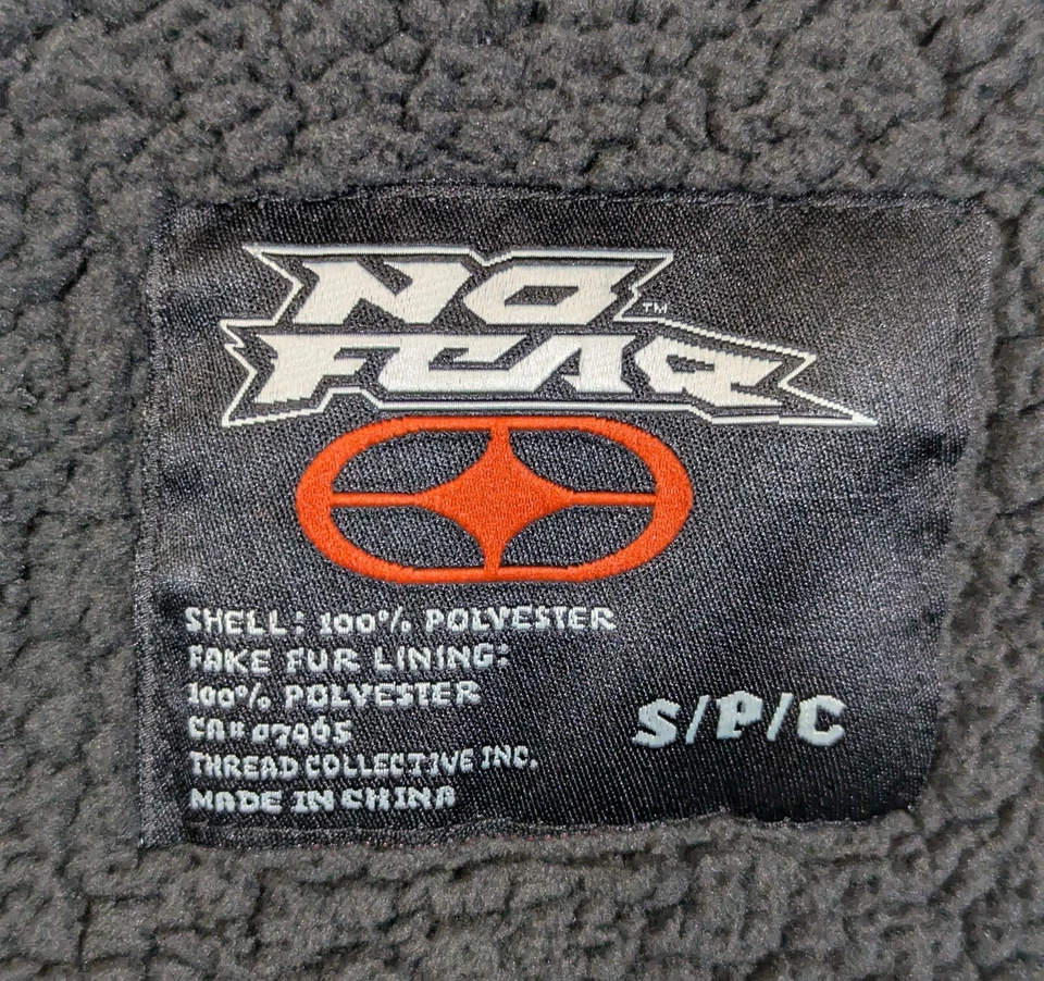 Abrigo Chaqueta con Capucha Forrada Sherpa Gris Camuflaje No Fear Blanco Verde Neón Para Hombres Pequeño Foto 4 de 4