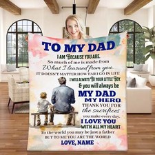 Custom  To My Dad Blanket, Personalized Dad Blanket, Birthday Gift, Father's Day