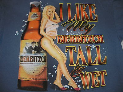 Josef Bierbitzch Beer T Shirt Golden Pilsner El Monte CA Tall And Wet Pinup Girl