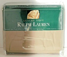 Ralph Lauren 100 Cotton Solid Taupe Full Flat Sheet Luxury Soft 200 TC NOS