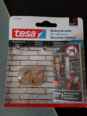 Tesa 77902 Klebeschraube  mit je2x 2,5 KG Tragekraft ablösbar für Mauerwerk