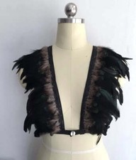 Victorian Cosplay Goth Feather Body Harness - Black Style 3