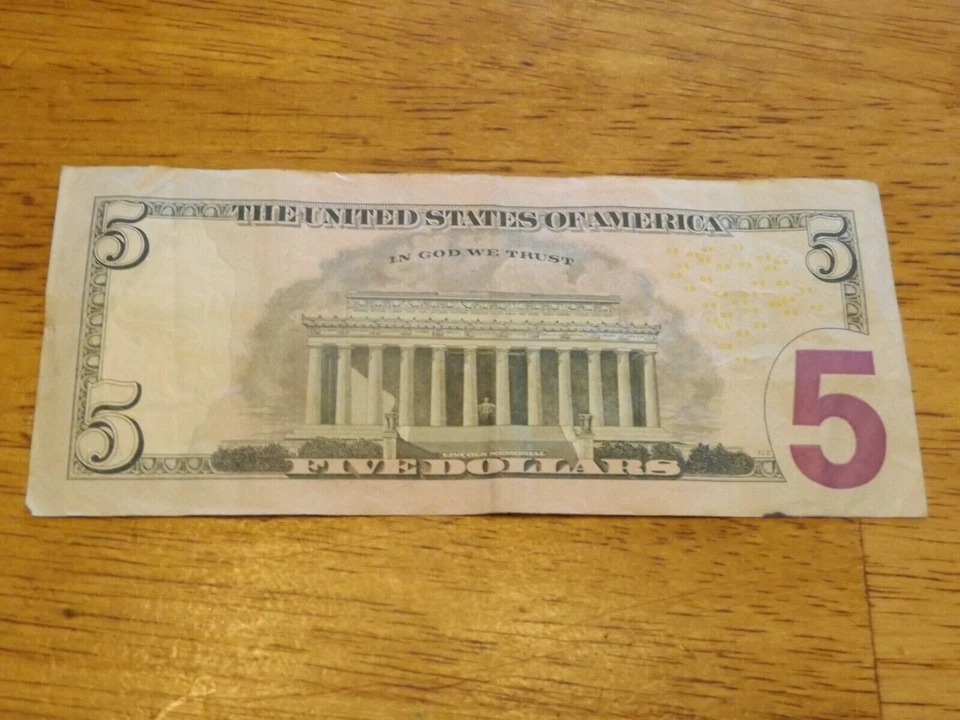 VERY FANCY SERIAL NUMBER 2013 $5 FIVE DOLLAR BILL ML 01012341 M - RUN OF FIVE - Image 2 of 2