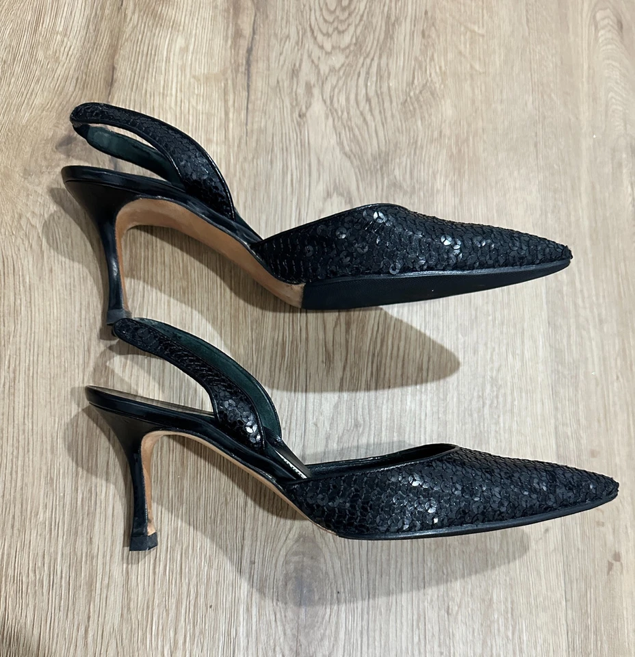 manolo blahnik черный слинга назад блестки винтажный Y2K 37 - Изображение 3 из 4
