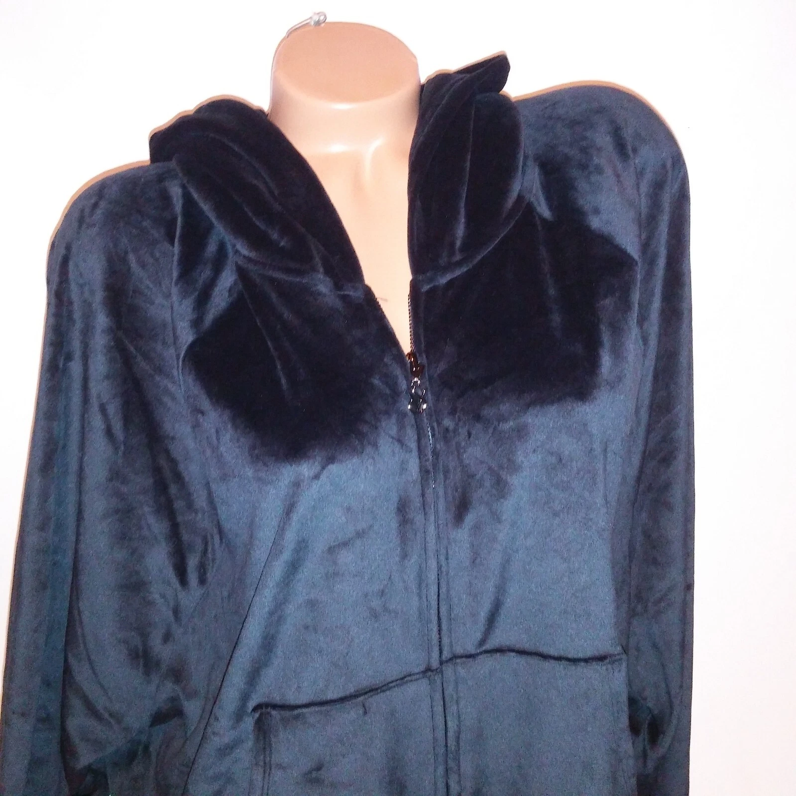 UNDERCOVER Felpa con cappuccio Victoria Secret Crop XXL nera velluto super morbida tinta unita zip intera