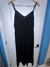 Old Navy Women’s Large Black Sundress / Maxi Dress Cami Eyelet Trim V Neck Rayon