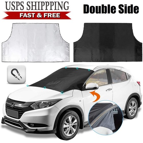 Car Magnet Tarp Windshield Snow Protect Cover Ice Frost Sun Shield Car Protector - Picture 1 of 14