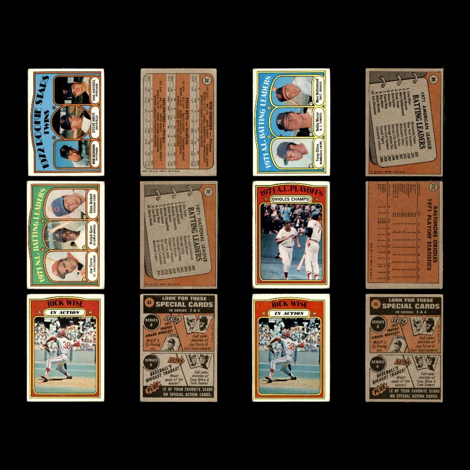 Lote de 100 tarjetas de béisbol Topps 1972 vintage bajo grado pobre MLB Foto 3 de 4