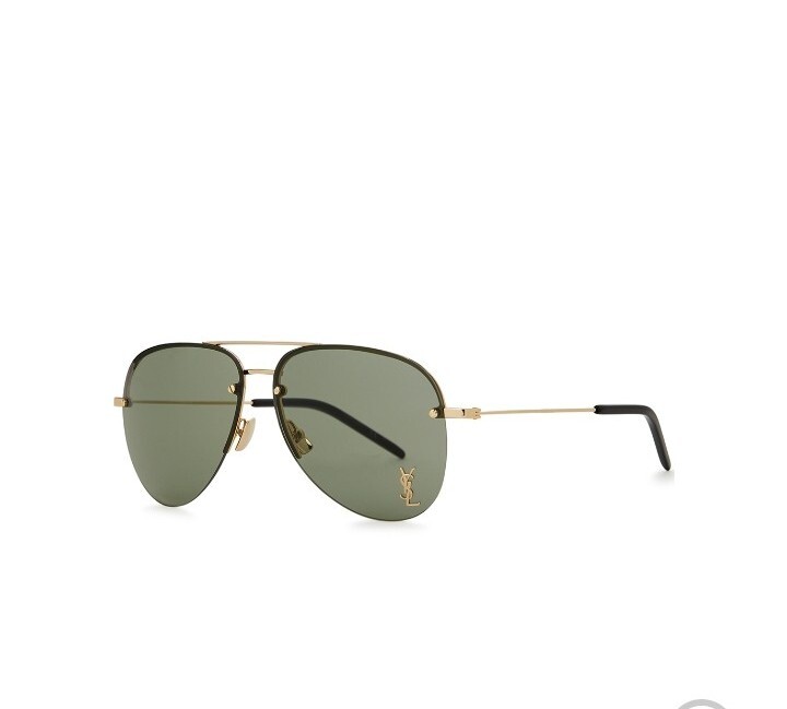 Occhiali da sole pilota SAINT LAURENT YSL M11 oro verde nuovi