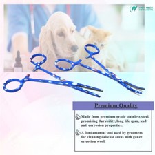 2 Pcs Pet Cat Dog Groomer Ear Care Hemostat Locking Forceps 5.5" Straight Curved