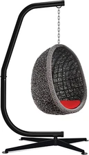 Metal Hanging Hammock C-Stand for Chair/Weather-Resistant Finish, Offset Base -