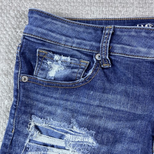 American Eagle Women Shorts 12 Distressed Midi Cut Off Jorts Mid Rise Stretch - Picture 12 of 18
