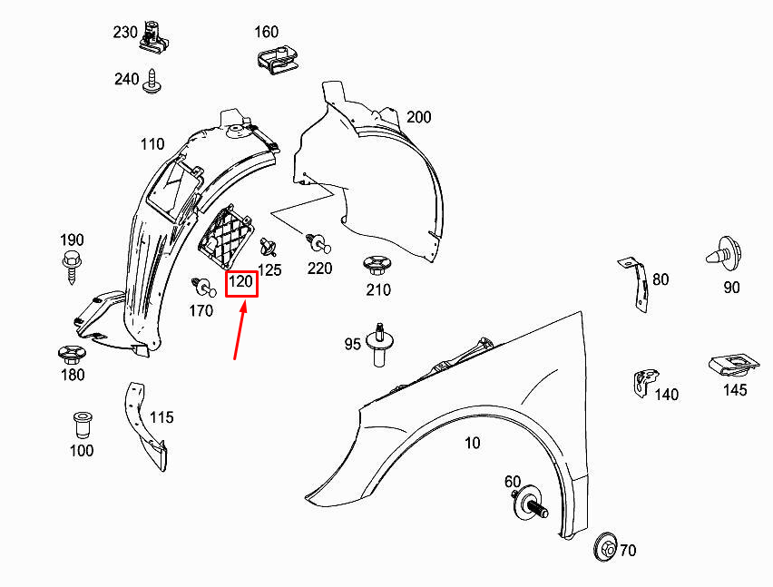 MERCEDES-BENZ R W251 Kotflügel vorne links Serviceklappe A2518841422