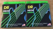 2 Packs of DR Strings NGE-9 Neon Green Electric Guitar Strings - 9-42
