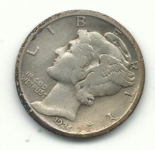 1924/1924 P VERY NICE DOUBLING MERCURY SILVER DIME-CLEANED/POLISHED-MAY046