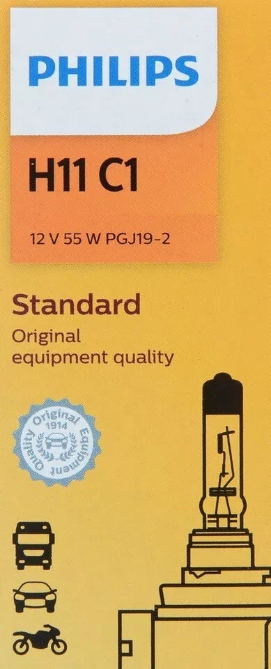 Philips Standard H11 55W Two Bulbs Head Light Low Beam Replace Plug Play Halogen - Изображение 2 из 4