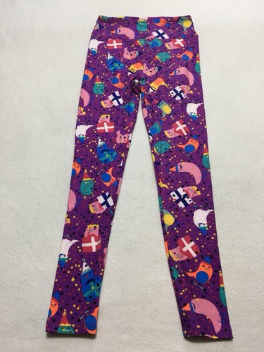 NEW Lularoe OS One Size Leggings Purple Birthday Present Bird Confetti - Picture 2 of 5