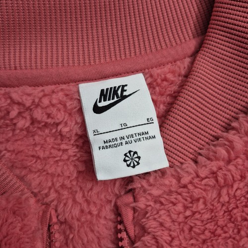 Nike Girls Jacket XL Pink Winterized Fleece Fuzzy Long Coat Full Zip Logo Barbie - Picture 4 of 11