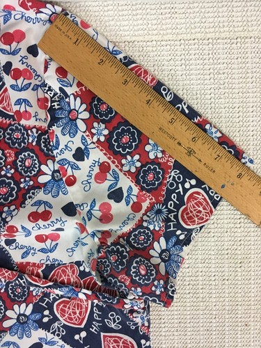 Barco Womens Scrub Top Size S White Blue Red Hearts Cherries Pockets V neck - Picture 12 of 14