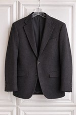 Oscar de la Renta Vintage Wool Cashmere Blazer Charcoal Gray 42S USA
