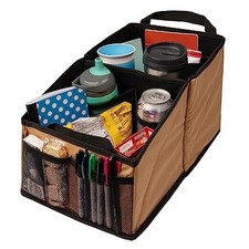 Car Seat Organizer with Cup Holders for Front, Back, Passenger Seats, Tan