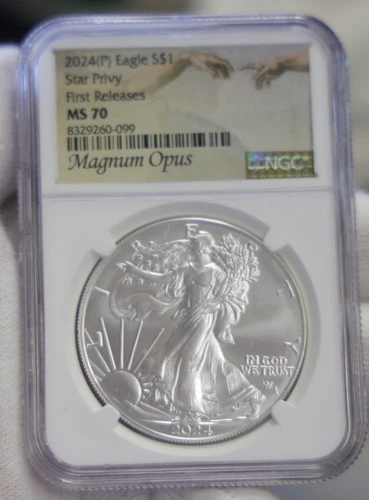 2024 P American Silver Eagle - Star Privy NGC MS70 Magnus Opus 1st Releases