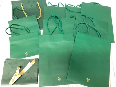 VINTAGE GENUINE ROLEX watch Shpping Paper Bag ribbon Green 10 set 260510007yA