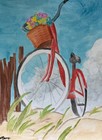 Abstract Expressionism Acrylic Art on 9x12 Paper - Beach Bicycle — photo 3