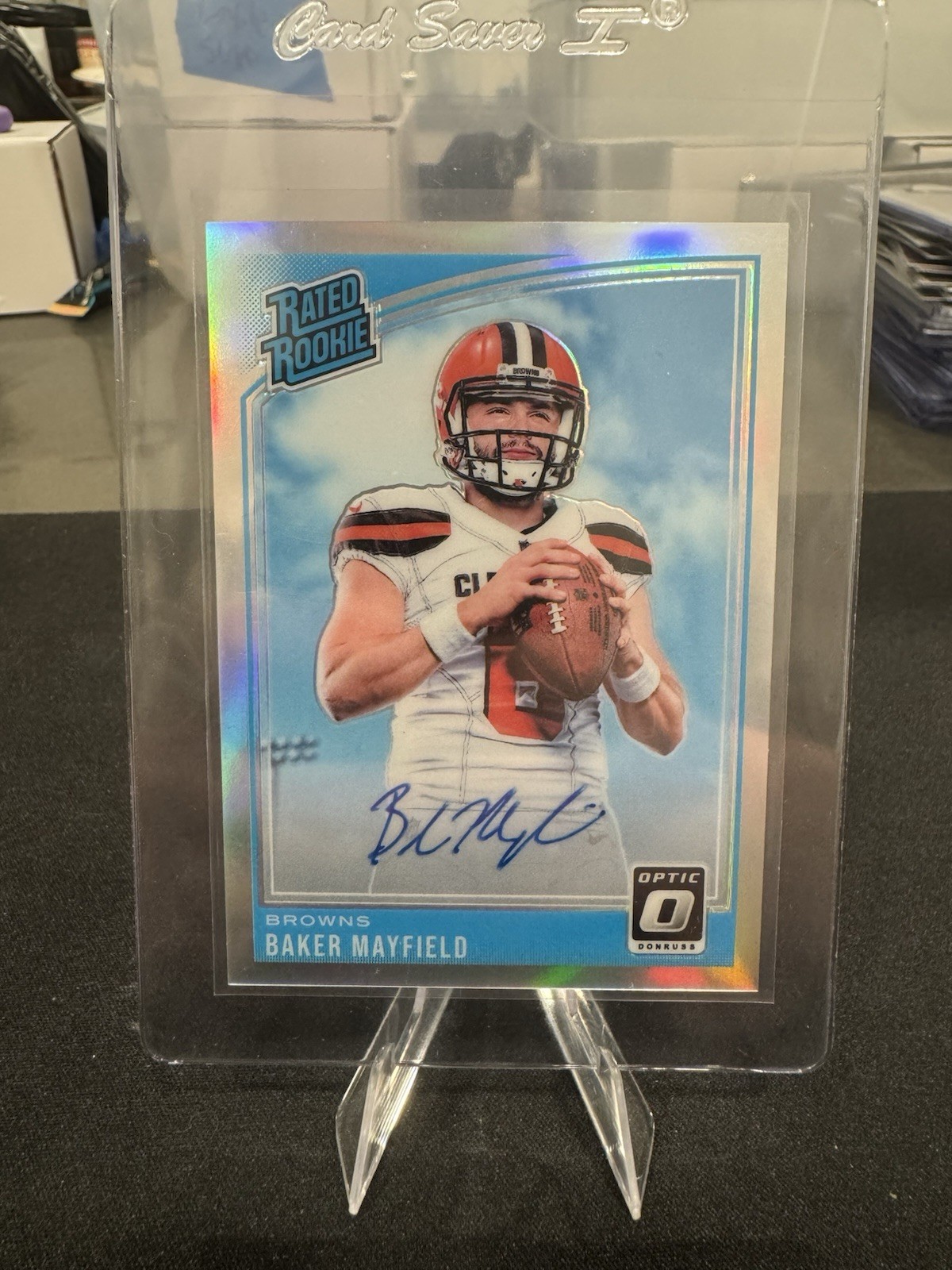 2018 Donruss Optic Baker Mayfield Rated Rookie Silver Holo Auto /99 SUPER MINT
