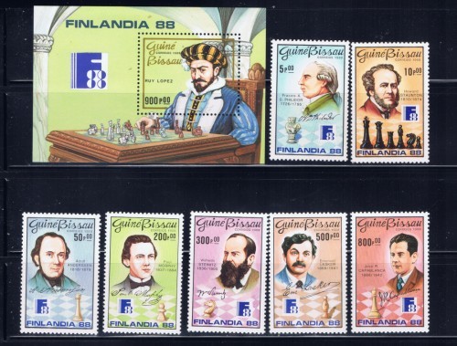 Ajedrez Guinea Bissau 734-41 MNH 1988 (ad1406) - Imagen 1 de 1