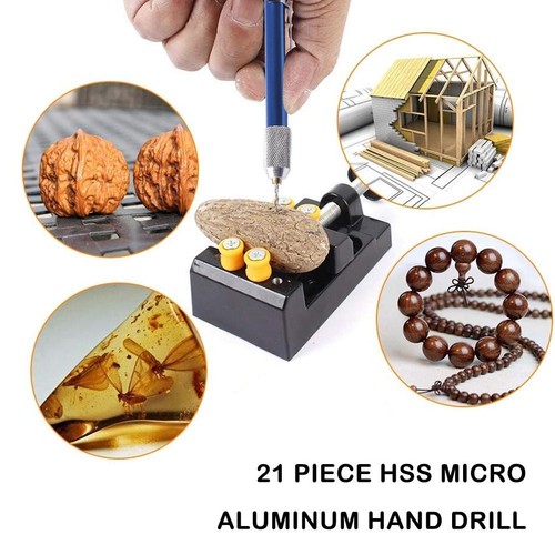 21pcs Mini Twist Micro Drill Set 61 80 Jewelers Bit Hand W Pin Drill 21pcs-mini-twist-micro-drill-set-61-80-jewelers-bit-hand-w-pin-drill