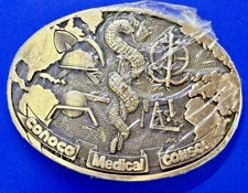 Conoco Medical Consol Caduceus Two Snakes Wings Medicine NOS ADM Belt Buckle