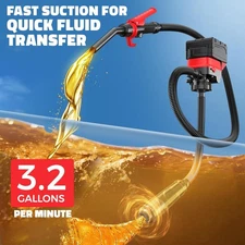 Portable fuel transfer pump with automatic stop, used for diesel and gasoline