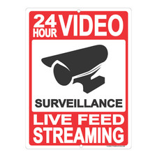 24 Hour Video Surveillance Security Camera Warning 9x12 Aluminum Sign