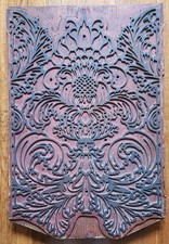 VERY LARGE ANTIQUE WOODEN TEXTILE PRINTING FABRIC BLOCK